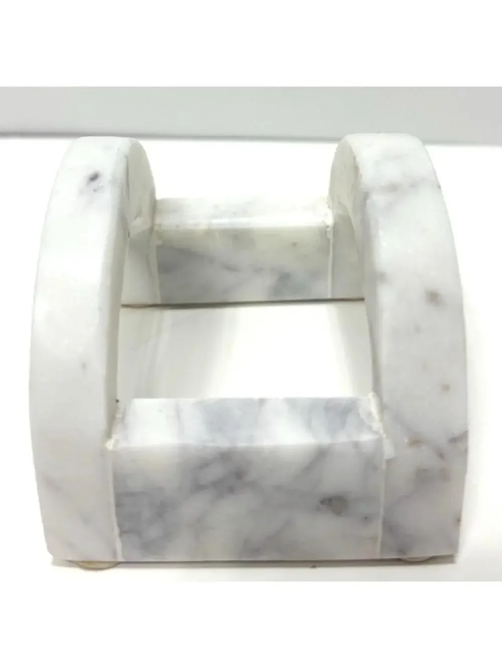 White Grey Marble Coaster Holder Modern Stone Look Home Decor Organizer Only